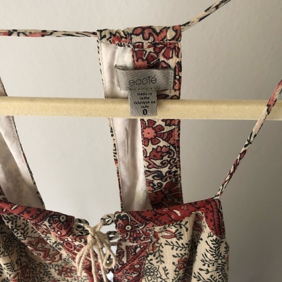 Urban Outfitters Ecote Boho Western Maxi Red Cream Dress 0 - Picture 5 of 8